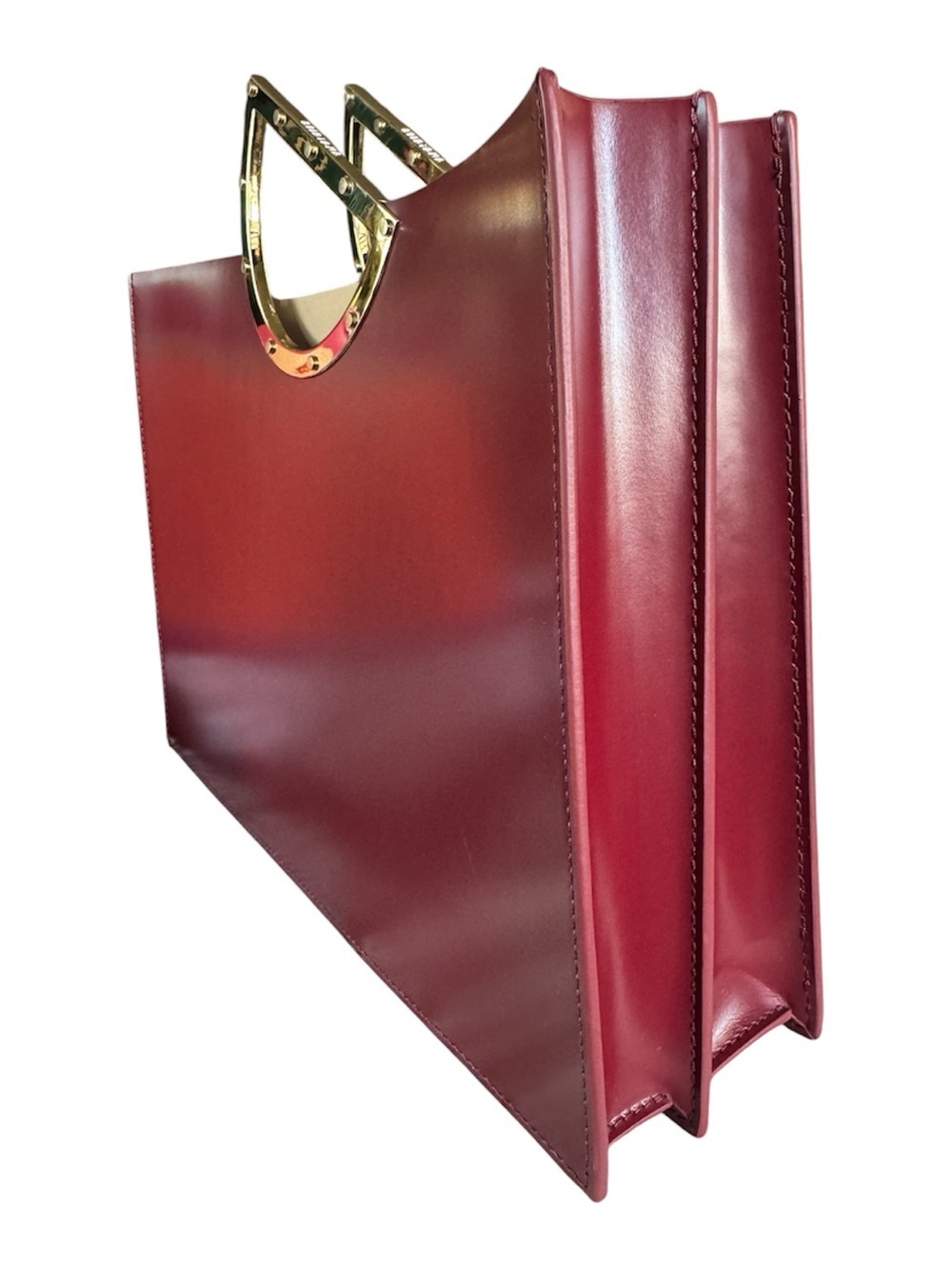KITAYAMA x H.A.N Triton Burgundy Architectural Leather Tote Bag - Picture 8 of 16